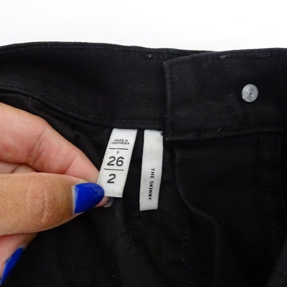 Ann Taylor Loft Black The Skinny Jeans Women Size 26 2 Zipper Fly Casual - Picture 6 of 11